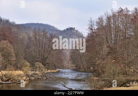 Novy Hradek u Lukova ruint le château dans le parc national de la vallée de Thaya / Podyji en République tchèque Banque D'Images