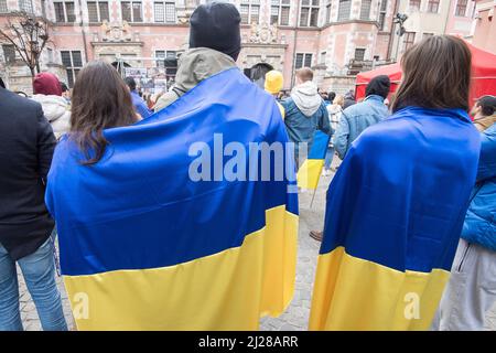 Manifestation anti-guerre contre l'invasion russe en Ukraine. Gdansk, Pologne, Mars 27th 2022 © Wojciech Strozyk / Alamy stock photo Banque D'Images