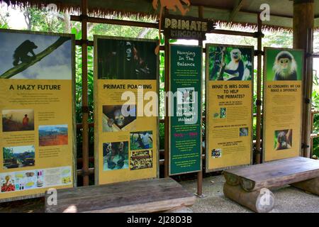 Panneaux d'information, les jardins zoologiques de Singapour ou le zoo de Mandai, Singapour, Asie du Sud-est Banque D'Images
