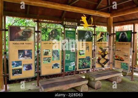 Panneaux d'information, les jardins zoologiques de Singapour ou le zoo de Mandai, Singapour, Asie du Sud-est Banque D'Images