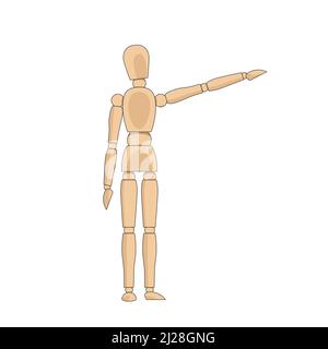 Modèle homme en bois, mannequin pour dessiner la posture anatomique du corps humain. Mannequin control figure vecteur illustration simple image de stock Illustration de Vecteur