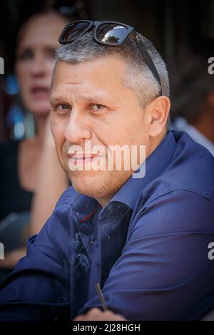 2015-06-27 14:12:36 NLD/Amsterdam/20150627 -Martin Kok op het terras, pays-bas Out - belgique Out Credit: ANP/Alamy Live News Banque D'Images