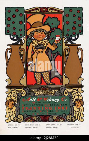 Œuvres d'art de will Bradley - The Ault and Wiborg Co. (Env. 1890s) Art nouveau américain - affiche ancienne et ancienne Banque D'Images