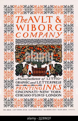 Œuvres d'art de will Bradley - la société Ault et Wiborg (env. 1890s) Art nouveau américain - affiche ancienne et ancienne Banque D'Images