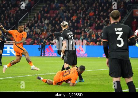 Steven Bergwijn des pays-Bas a obtenu 1-1 points lors de friendly Match pays-Bas contre Allemagne le 29 mars 2022 à la Johan Cruijff Arena à Amsterdam, pays-Bas crédit: SCS/Soenar Chamid/AFLO/Alay Live News Banque D'Images