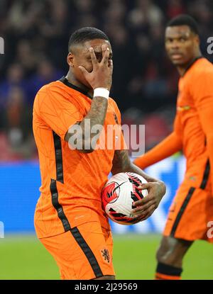Steven Bergwijn des pays-Bas fête 1-1 lors de friendly Match pays-Bas contre Allemagne le 29 mars 2022 à la Johan Cruijff Arena à Amsterdam, pays-Bas crédit: SCS/Soenar Chamid/AFLO/Alay Live News Banque D'Images