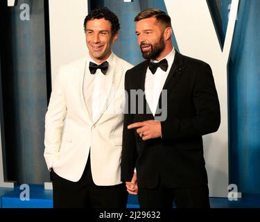 27 mars 2022, Beverly Hills, CA, Etats-Unis: LOS ANGELES - 27 MARS: Jwan Yosef, Ricky Martin à la Vanity Fair Oscar Party au Wallis Annenberg Center for the Performing Arts le 27 mars 2022 à Beverly Hills, CA (Credit image: © Kay Blake/ZUMA Press Wire) Banque D'Images