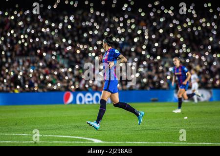 Barcelone, Espagne. 30th mars 2022. Jenni Hermoso du FC Barcelone vu en action lors du match de l'UEFA Women's Champions League entre le FC Barcelona Femeni et le Real Madrid Femenino au Camp Nou. Score final; FC Barcelona Femeni 5:2 Real Madrid Femenino crédit: SOPA Images Limited/Alay Live News Banque D'Images