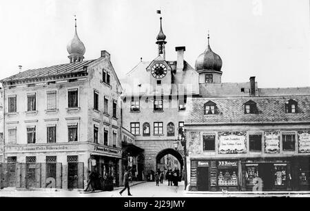 Mittertor de Ludwigsplatz, 1901, Rosenheim, photographie historique, haute-Bavière, Bavière, Allemagne Banque D'Images