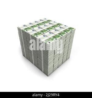 Millions d'euros - 3D illustration de piles de cent billets en euros isolés sur fond blanc Banque D'Images