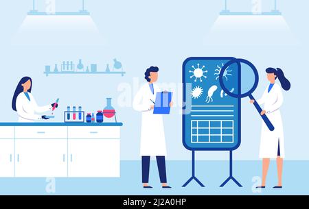 Les scientifiques travaillent en laboratoire, en recherche et en découverte Illustration de Vecteur