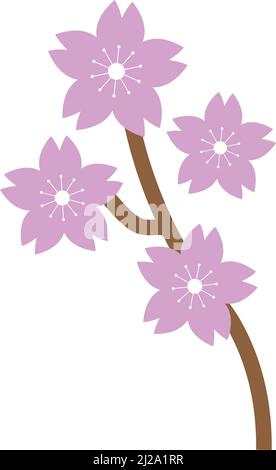 Fleurs de cerisier sur la branche d'arbre. Vecteur modifiable. Illustration de Vecteur