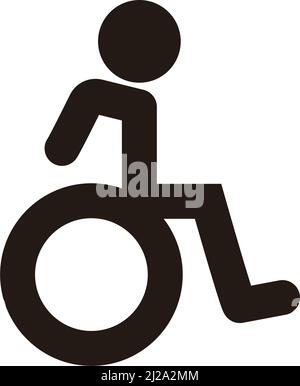 Une personne rasant un fauteuil roulant. Vecteur modifiable. Illustration de Vecteur