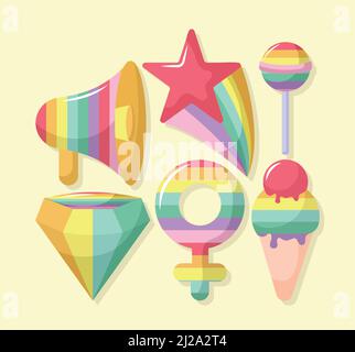 six icônes de fierté lgbtq Illustration de Vecteur