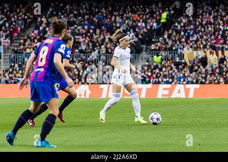 Claudia Zornoza du Real Madrid lors de la Ligue des champions de l'UEFA, en quarts de finale, match de football à 2nd jambes entre le FC Barcelone et le Real Madrid CF le 30 mars 2022 au stade Camp Nou à Barcelone, Espagne - photo : Javier Borrego/DPPI/LiveMedia Banque D'Images