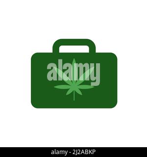 Porte-documents vert avec icône vecteur de feuille de marijuana Illustration de Vecteur