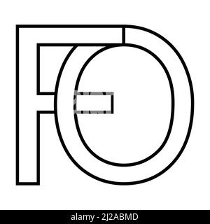 Logo, pour de l'icône nft pour les lettres entrelacées f o Illustration de Vecteur