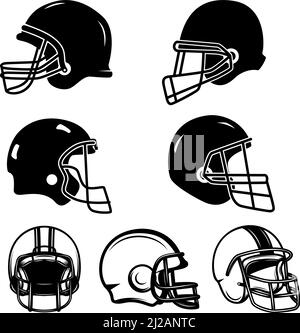 Jeu d'illustrations de casques pour le football américain. Élément de design pour logo, étiquette, signe, emblème, affiche. Illustration vectorielle Illustration de Vecteur