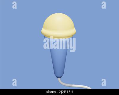 3D rendu du microphone de dessin animé arrière-plan bleu isolé pour l'interface utilisateur, l'icône, l'illustration et plus encore Banque D'Images