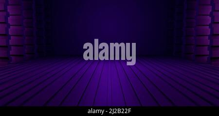 Espace futuriste salle du tunnel souterrain réfléchissant Violet vif bannière illustrative fond d'écran avec espace pour produits pour produit Backgro Banque D'Images