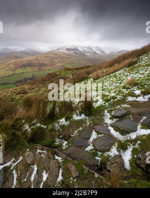 Scandale est tombé de la pente ouest de Wansfell dans le parc national de Lake District, Cumbria, Angleterre. Banque D'Images