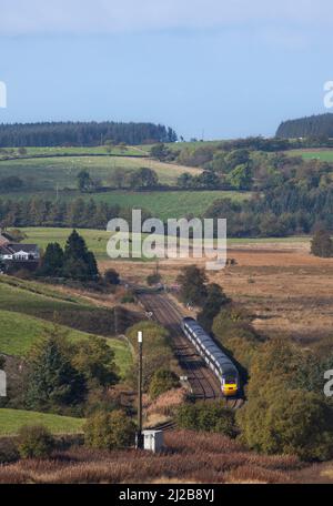 Un Intercity 125 de la côte est à Greenhead, sur la ligne de chemin de fer de la vallée de Tyne avec un train détourné lorsque la franchise de la côte est était publique Banque D'Images