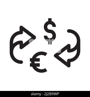 Icône de change dollar et euro de style simple sur fond blanc Illustration de Vecteur
