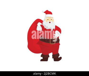 Le Père Noël porte un sac de cadeaux et de cadeaux Illustration de Vecteur