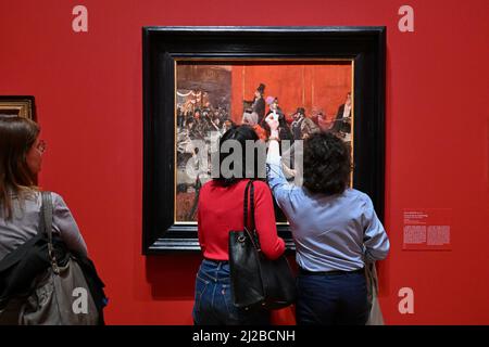 L'exposition Boldini à Paris, France, le 28 mars 2022. Du 29 mars au 24 juillet 2022, le petit Palais met en valeur le peintre virtuose et observateur attentif de la haute société Giovanni Boldini (1842-1931), dans sa nouvelle exposition « Boldini : plaisirs et jours ». (Photo de Lionel Urman/Sipa USA) Banque D'Images