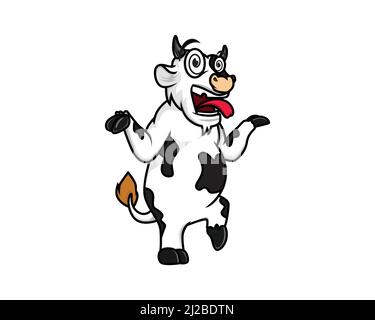Vache Mascot avec Crazy Gesture Illustration Illustration de Vecteur