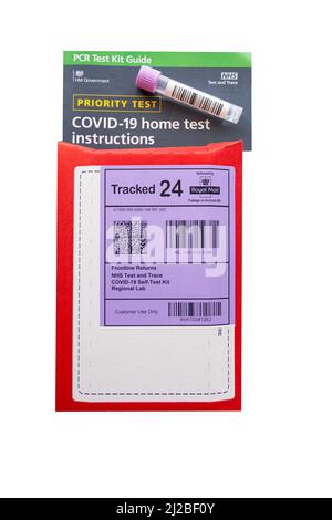 Instructions de test à domicile COVID-19 - kit d'auto-test PCR NHS et Trace Covid Banque D'Images