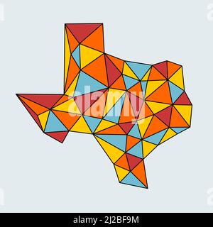 Carte polygonale du Texas. Carte vectorielle géométrique abstraite de triangles colorés. Style poly bas. Illustration de Vecteur