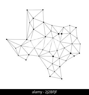 Carte polygonale du Texas. Carte vectorielle abstraite géométrique des points connectés. Style poly bas. Illustration de Vecteur