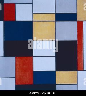 Composition A en noir, rouge, gris, jaune et bleu, Par le peintre hollandais Piet Mondrian, 1920 Banque D'Images