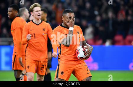 Match amical, Amsterdam Arena: Pays-Bas contre Allemagne; Steven Bergwijn (NED) fête après avoir obtenu son score Banque D'Images