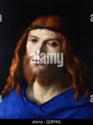 Christ couronné de Thorns par l'artiste italien de la Renaissance, Giovanni Battista Cima da Conegliano (c. 1459 - c. 1517), huile sur bois, c. 1510 Banque D'Images