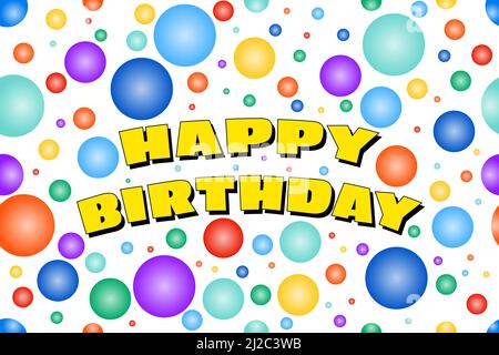 Joyeux anniversaire avec balles flottantes colorées - Illustration Banque D'Images