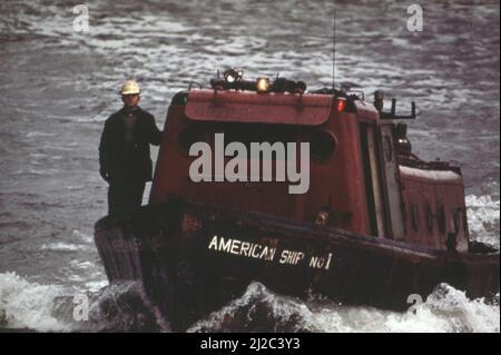 Bateau à moteur sur la rivière Calumet vers. 1973 Banque D'Images