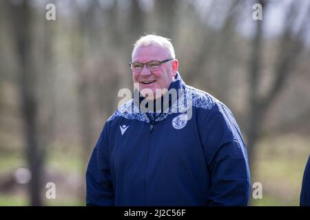 Steve Evans, responsable du football, lors d'une séance d'entraînement au Stevenage football Club Banque D'Images