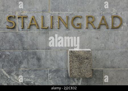 Stalingrad. Inscription au Mémorial du soulèvement national slovaque (Pamätník Slovenského národného povstoria) à Bratislava, Slovaquie. Banque D'Images