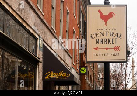 Panneau du marché central à Lancaster PA Banque D'Images