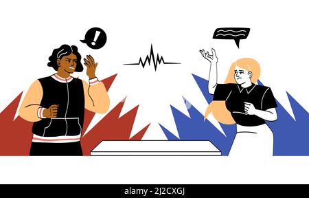 Notion de conflit entre opposants Illustration de Vecteur