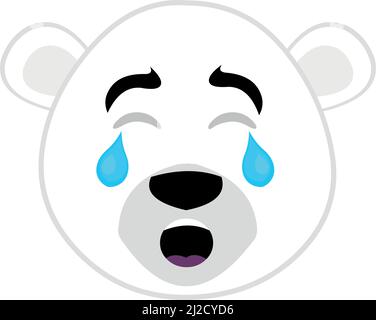 Illustration vectorielle du visage d'un ours de panda de dessin animé avec une triste expression, des pleurs et des larmes tombant de ses yeux Illustration de Vecteur