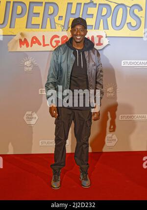 Ahmed Sylla assiste à la première Super Heros Malgre lui au Grand Rex Cinema Paris, France Banque D'Images