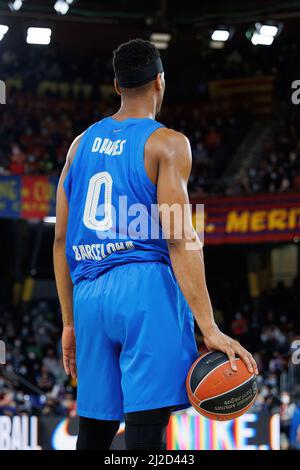 BARCELONE - 25 MARS : Brandon Davies en action pendant le match Euroligue des compagnies aériennes turques entre le FC Barcelone et Fenerbahce SK Istambul aux Palaos Banque D'Images