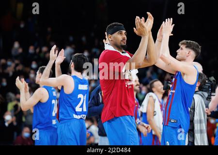 BARCELONE - 25 MARS : Brandon Davies en action pendant le match Euroligue des compagnies aériennes turques entre le FC Barcelone et Fenerbahce SK Istambul aux Palaos Banque D'Images