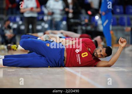 BARCELONE - 25 MARS : Brandon Davies en action pendant le match Euroligue des compagnies aériennes turques entre le FC Barcelone et Fenerbahce SK Istambul aux Palaos Banque D'Images