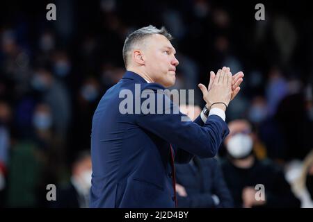 BARCELONE - 25 MARS : l'entraîneur Sarunas Jasikevicius en action pendant le match Euroligue de Turkish Airlines entre le FC Barcelone et Fenerbahce SK Istam Banque D'Images