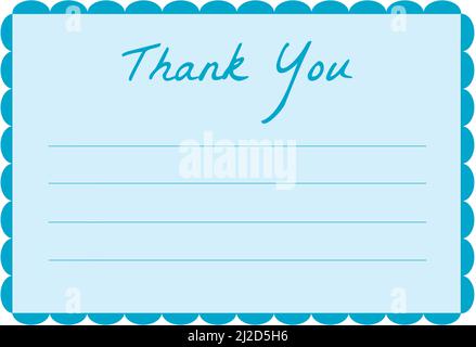 Carte bleue avec bord festonné bleu et merci inscrit dessus Illustration de Vecteur