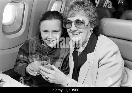 Passagers en voyage à bord de la Concorde. 2nd avril 1986. Banque D'Images